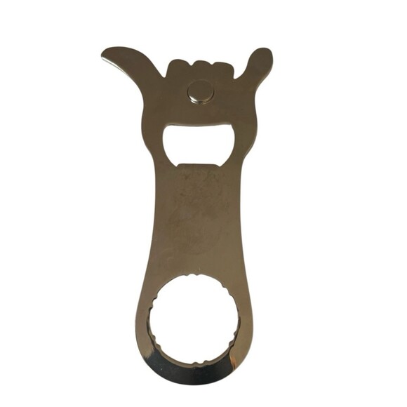 Hang Loose Bottle Opener Silver Stainless Beach Gift Keychain Hang Ten - Picture 2 of 2